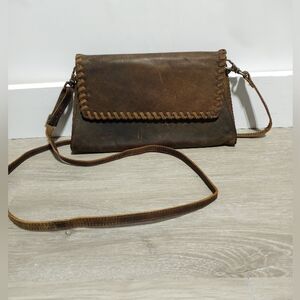 Genuine Leather Brown Crossbody Purse